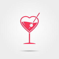 Heart shaped martini glass icon