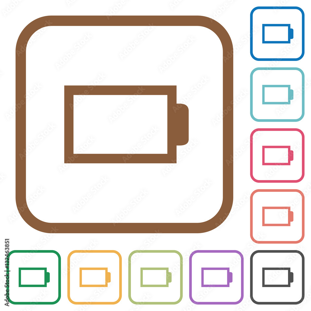 Poster empty battery without load units simple icons
