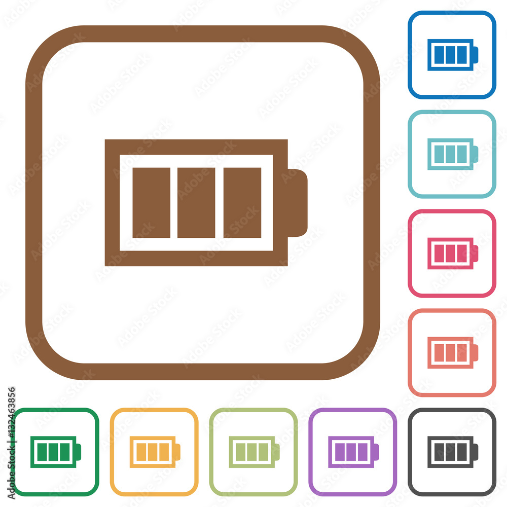 Poster full battery with three load units simple icons