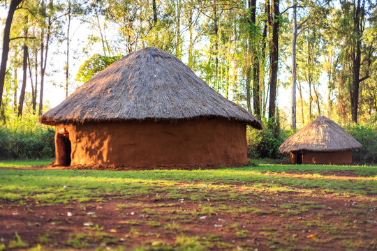 Traditional, tribal village of Kenyan people
