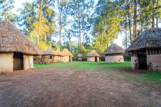 Traditional, tribal village of Kenyan people