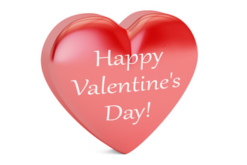 Happy Valentine's day concept, inscription on the red heart ball