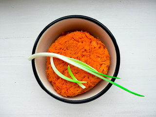 The Onion and grated carrots.