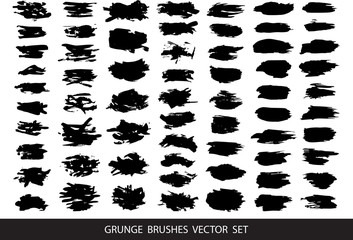 Fototapeta premium Set of black paint, ink, grunge, dirty brush strokes.Vector.