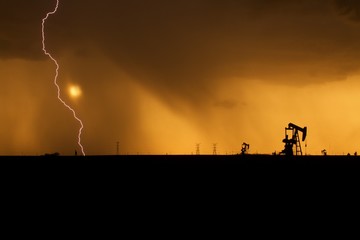Pump Jack,  Lightning, Sun, Rain and Sandstorm