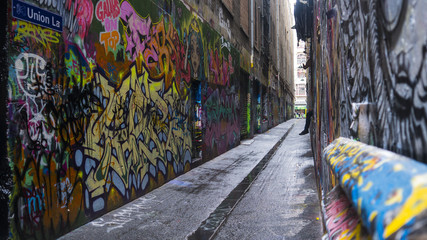 Fototapeta na wymiar Graffiti art alley way