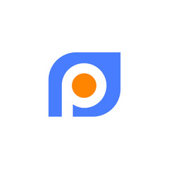 p letter initial on a rounded shape logo vector