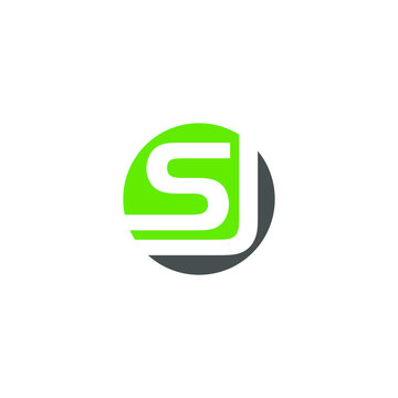 sj s j letter initial on a rounded shape logo vector