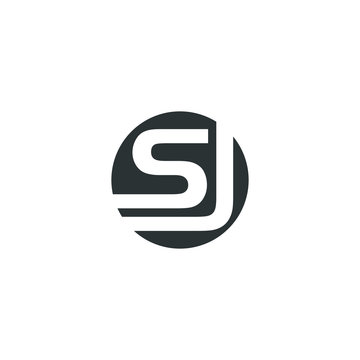 sj s j letter initial on a rounded shape logo vector