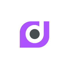 d letter initial on a round shape logo vector