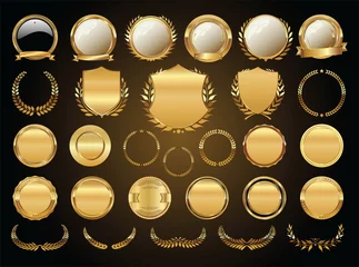 Fotobehang Golden shields laurel wreaths and badges collection © totallyout