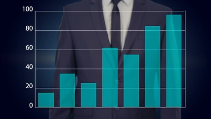 Businessman presses a button on the touch screen. graph business concept - Powered by Adobe