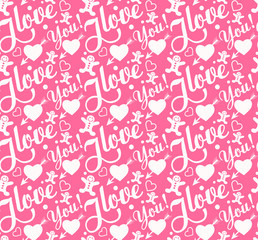 Naklejka premium I Love You Text Pattern