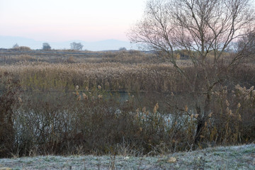 winter morning near ancient ruin of Amphipolis