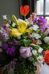 Deurstickers Bouquet of flowers. Bouquet of colorful flowers on vase. © A