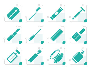 Stylized Make-up icon set, Health and beauty icons