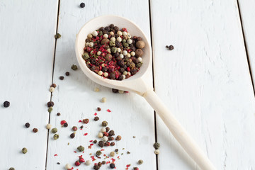 Spices on a wooden spoon