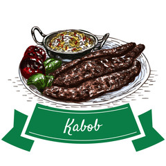 Kabob colorful illustration.