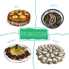 Iranian menu colorful illustration.