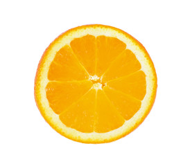 Sliced orange fruit segments isolated on white background.