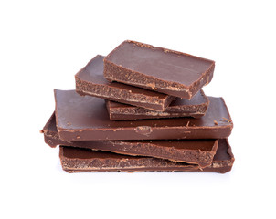 Chocolate bars stack isolated on white background