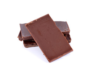 Chocolate bars stack isolated on white background