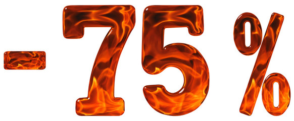 Percent off. Discount. Minus 75, seventy five  percent, numerals