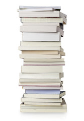 Stack of  books on white background.