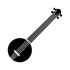 Banjo musical instrument with strings flat icon for music apps and websites - obrazy, fototapety, plakaty