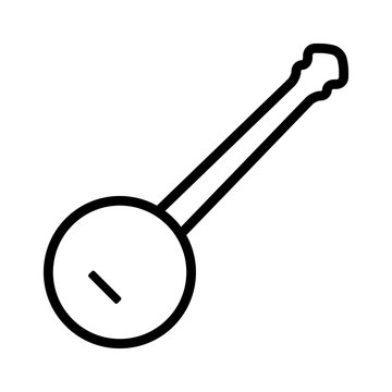 Banjo musical instrument line art icon for music apps and websites