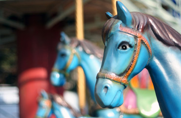Fototapeta na wymiar Closeup of Horse in Carousel in amusement park