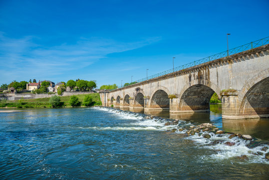 Water bridge over the Loire near Digoin in France