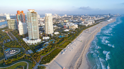 South Beach Miami Florida Skyline Aerial View