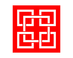 red rectangle ornament pattern icon