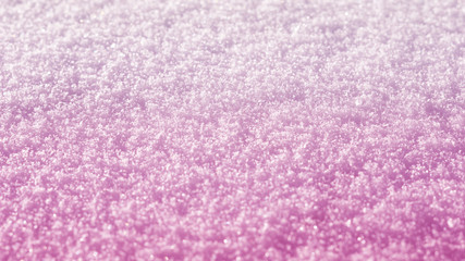 White pink glitter bokeh from fresh snow texture background