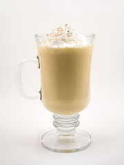 Eggnog in Clear Mug on White