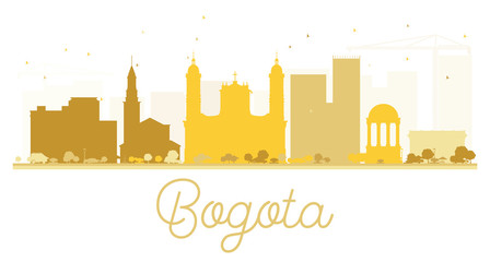 Bogota City skyline golden silhouette.
