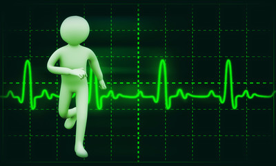 3d healthy person ecg background