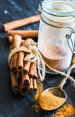 Dessert spices on dark background