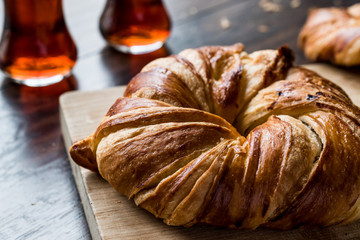 Turkish Bagel Acma / Croissant with tea