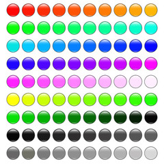 Round glossy colorful web buttons set vector illustration