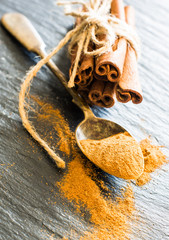 Dessert spices on dark background