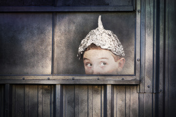 Boy in a tin foil hat