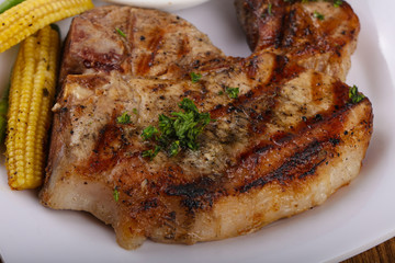 Grilled pork steak