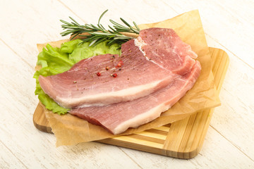 Raw pork steak