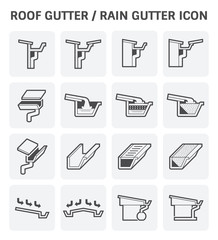 Roof gutter for drainage system vector icon set design.