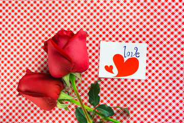 Red rose with message card Image of Valentines day