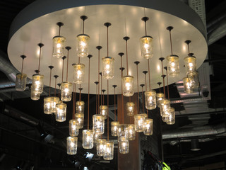 Lit Ceiling Light in Shopping Mall