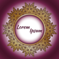 The motif of the mandala flower ornament. the gold rims. Tribal mandala pattern. Frame motifs. Vector, abstract flower mandala. Decorative elements for design. EPS 10