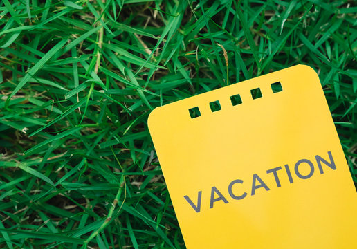 vacation card on grass - Powered by Adobe